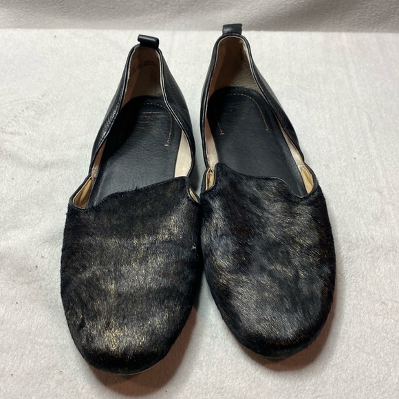 Latigo Albany Black Pony Hair/Leather slip on Flats size 8.5 - Picture 1 of 5